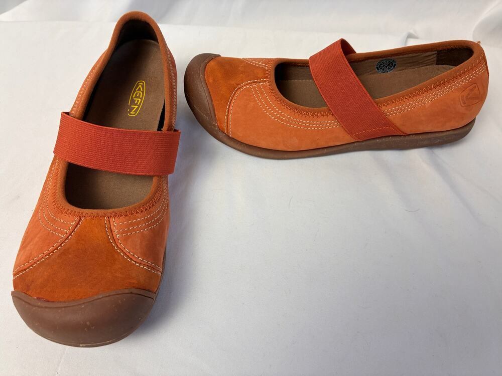KEEN Sienna Mary Jane Shoes Womens 8.5 Burnt Orange Suede Slip On Support